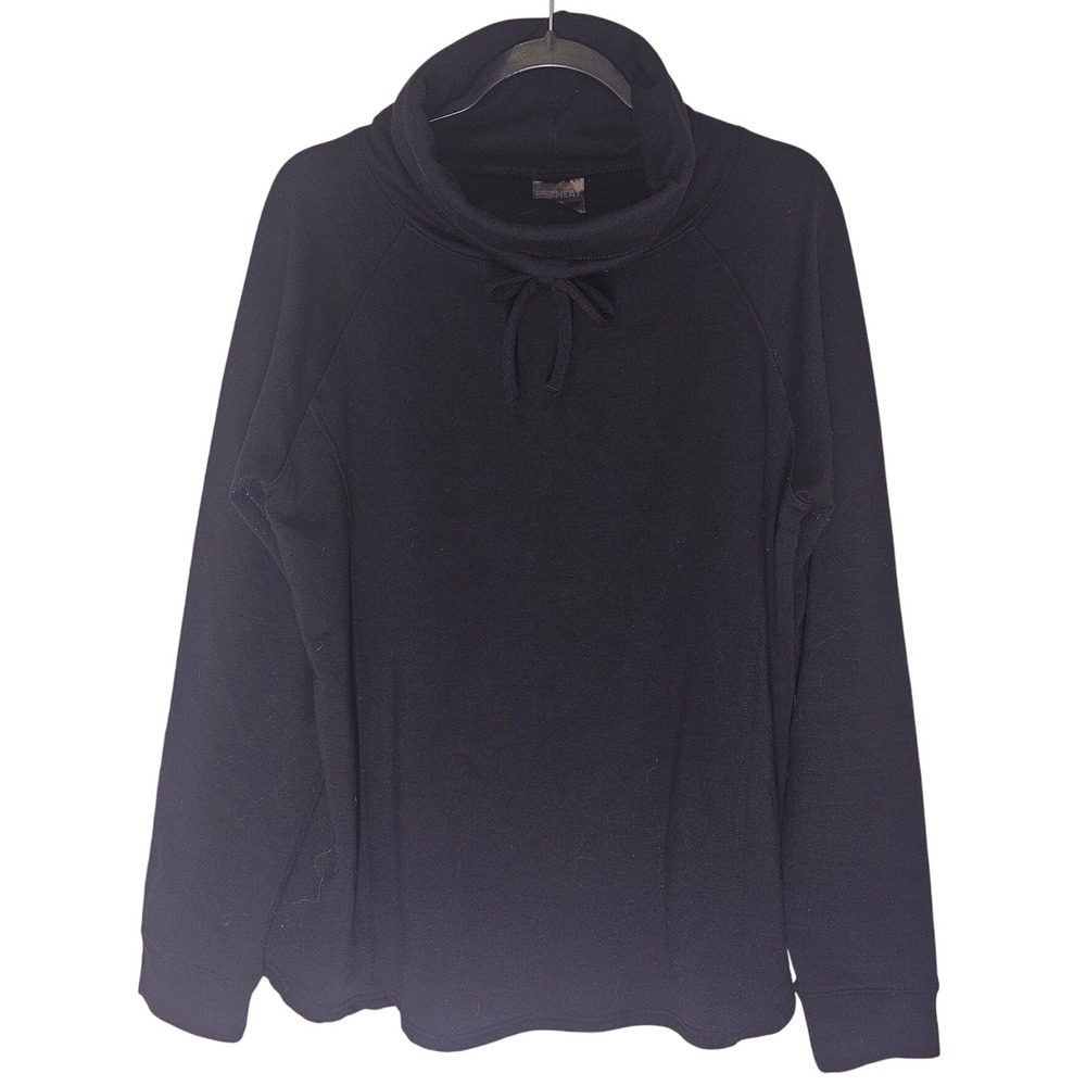 32 Degrees Heat Womens XL Black Fleece Lined Cowl Neck Pullover Sweatshirt